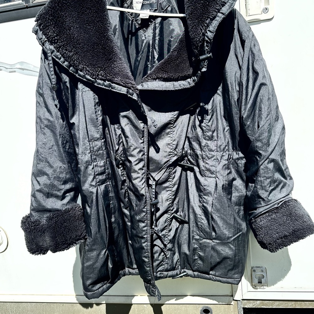 New Concepts Black  Faux Fur Lined Jacket